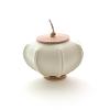 White felt jar with leather lid